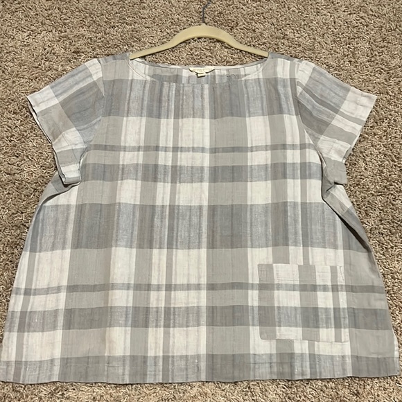 Eileen Fisher plaid top - Picture 1 of 2